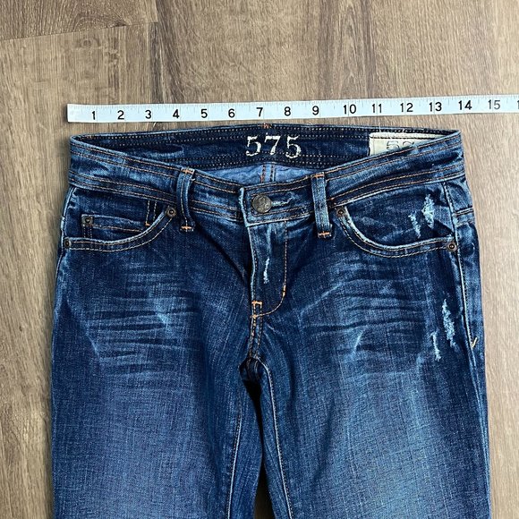 575 Denim Handmade in Los Angeles Designer Bootcut Distressed Jeans Sz 24 - Picture 4 of 13